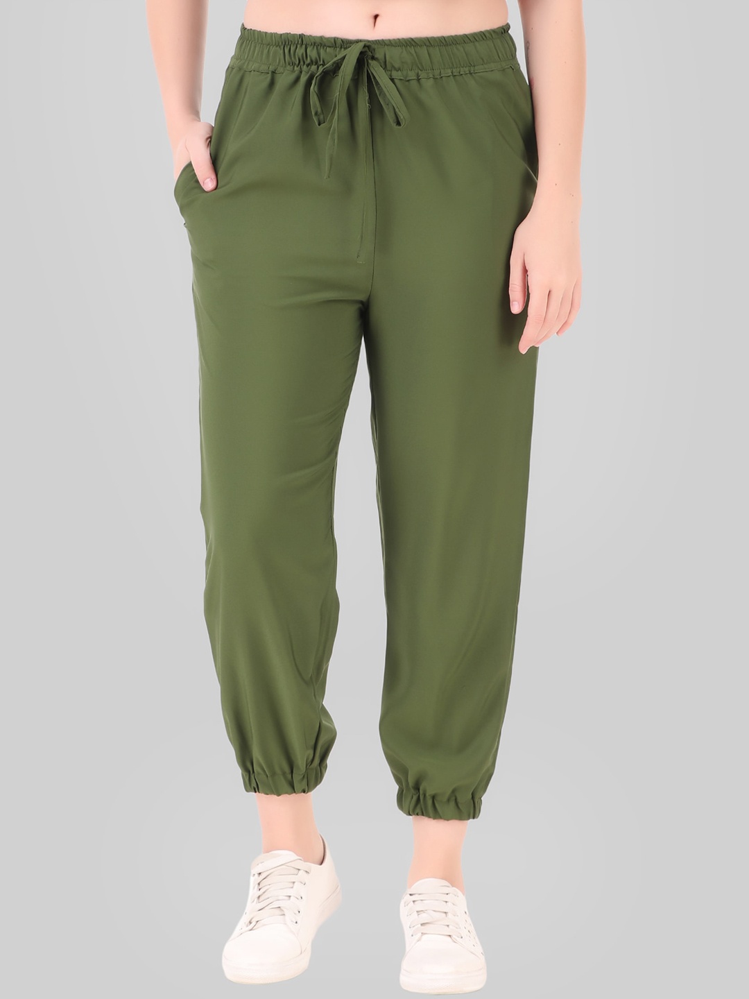 

Womenster Women Olive Green Joggers Trousers