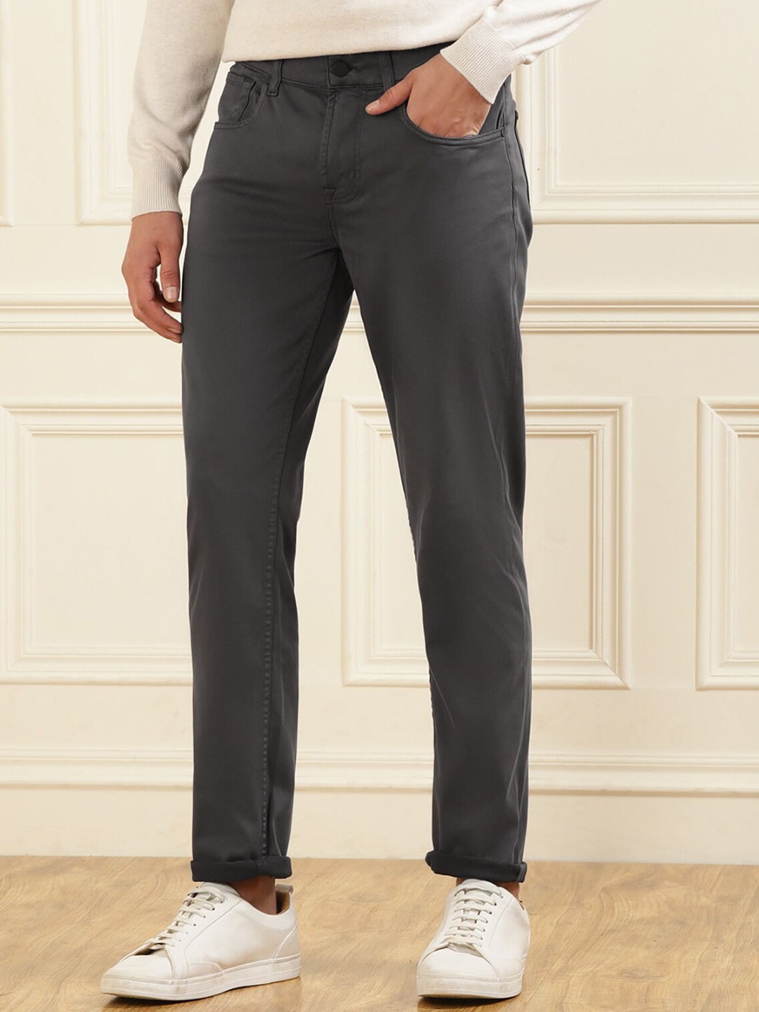 

7 For All Mankind Men Grey Regular Trousers