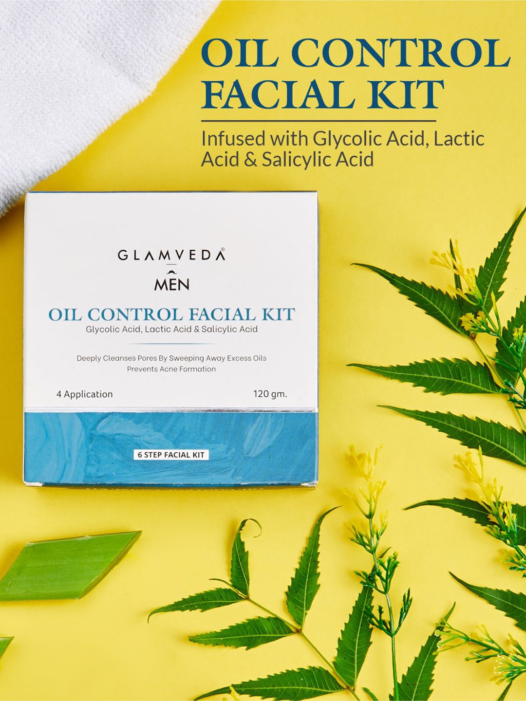 

GLAMVEDA Men Oil Control - Glycolic Acid, Lactic Acid & Salicylic Acid Facial Kit 120gm, Purple