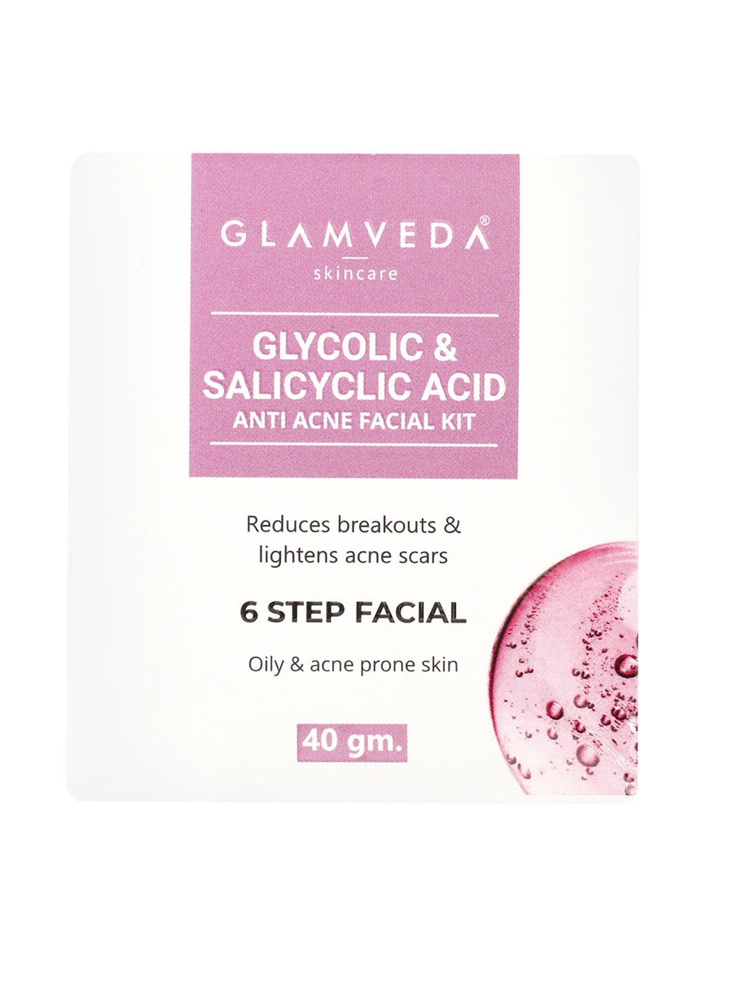 

GLAMVEDA Glycolic acid & Salicylic facial kit 40gm, Purple