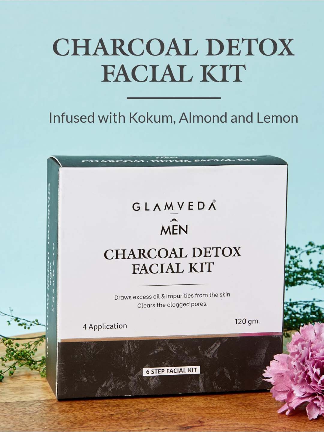 

GLAMVEDA Men Charcoal Detox Facial Kit 120m, Black