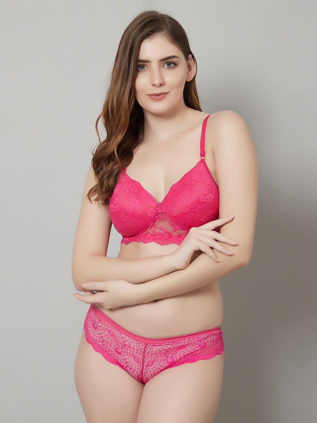

PrettyCat Women Rose Pink Lightly Padded Lingerie Set