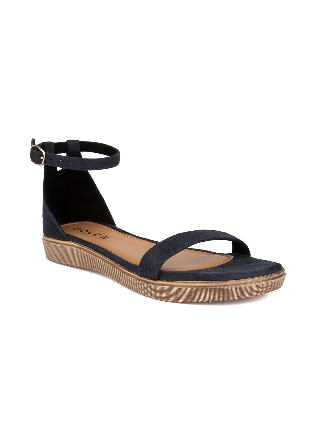 

SOLES Women Blue Open Toe Flats with Buckles