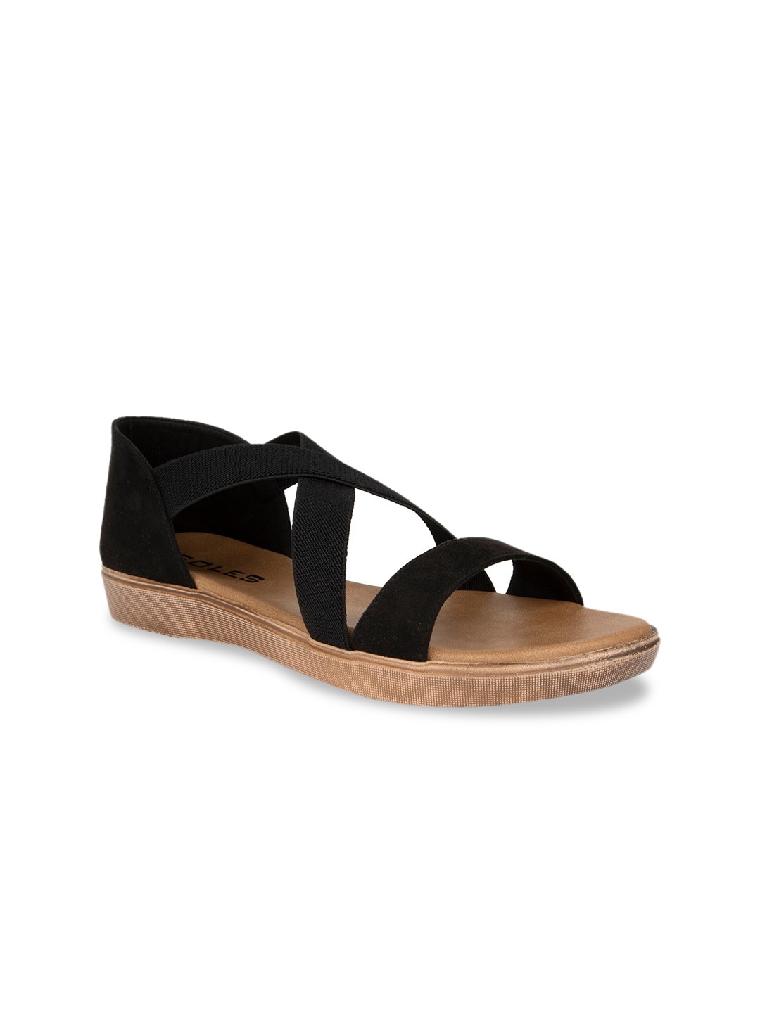 

SOLES Women Black Open Toe Flats