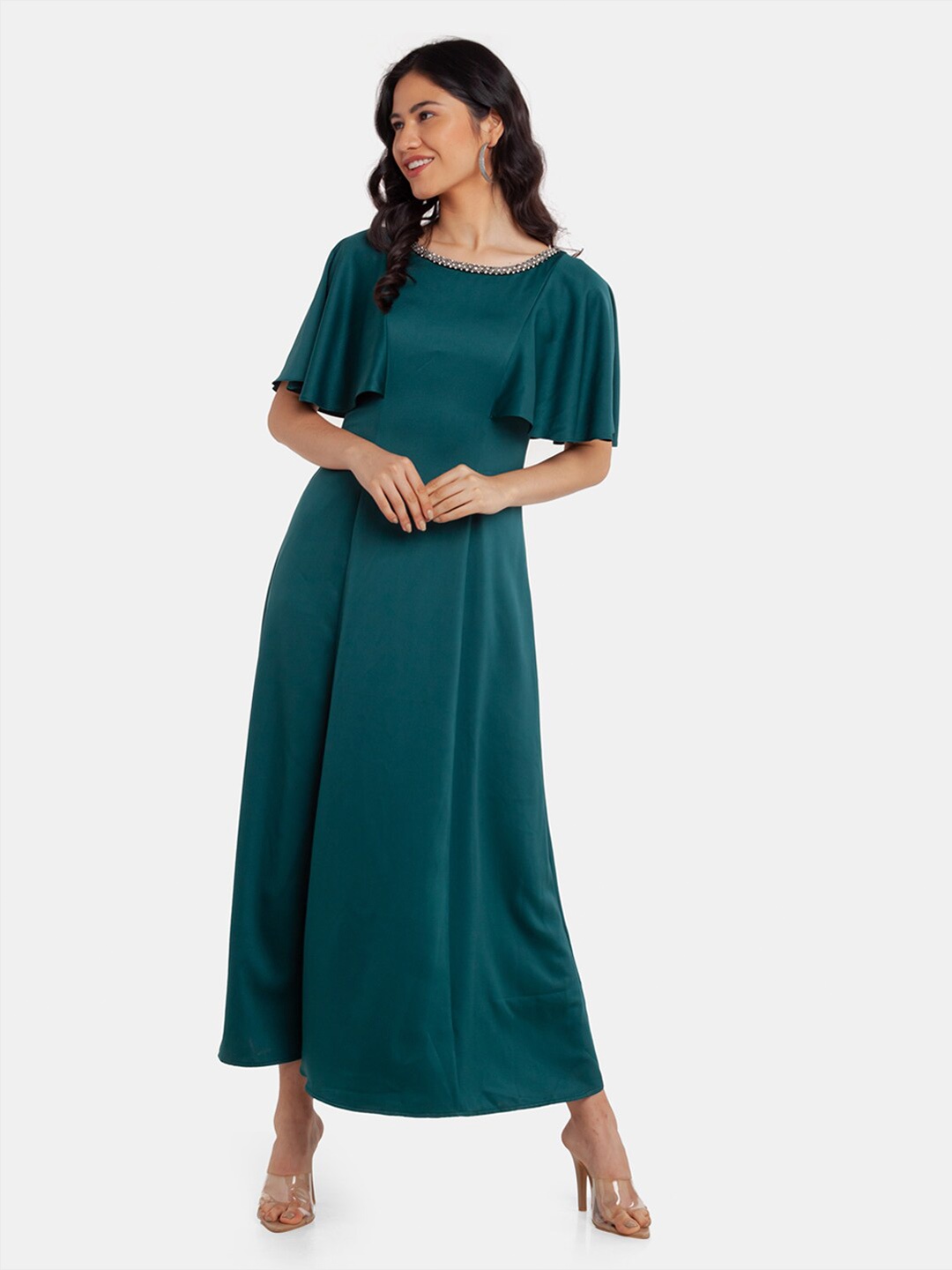 

Zink London Flared Sleeves Maxi Dress, Teal