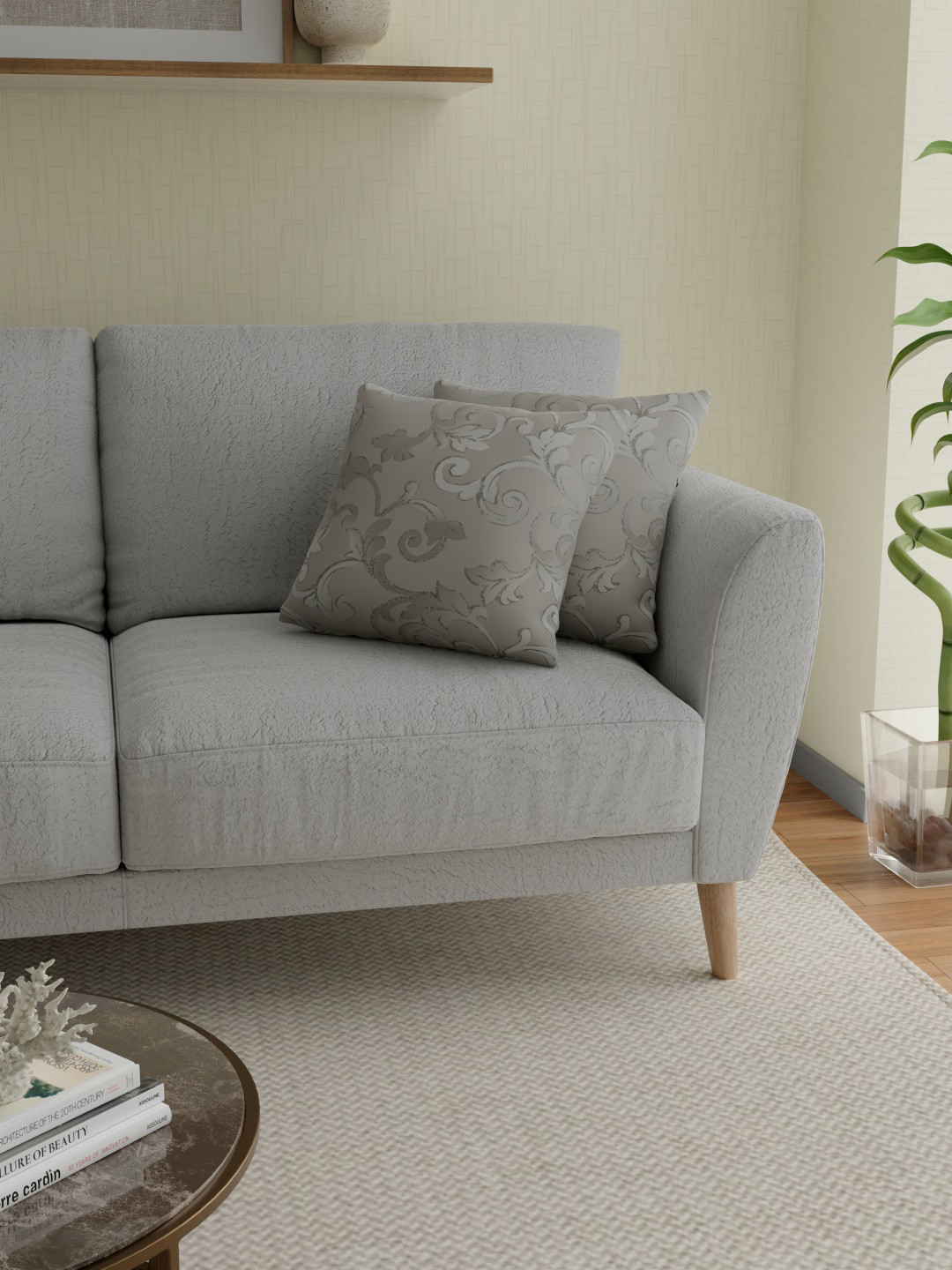 

ROSARA HOME Grey Set of 2 Square Cushion Covers