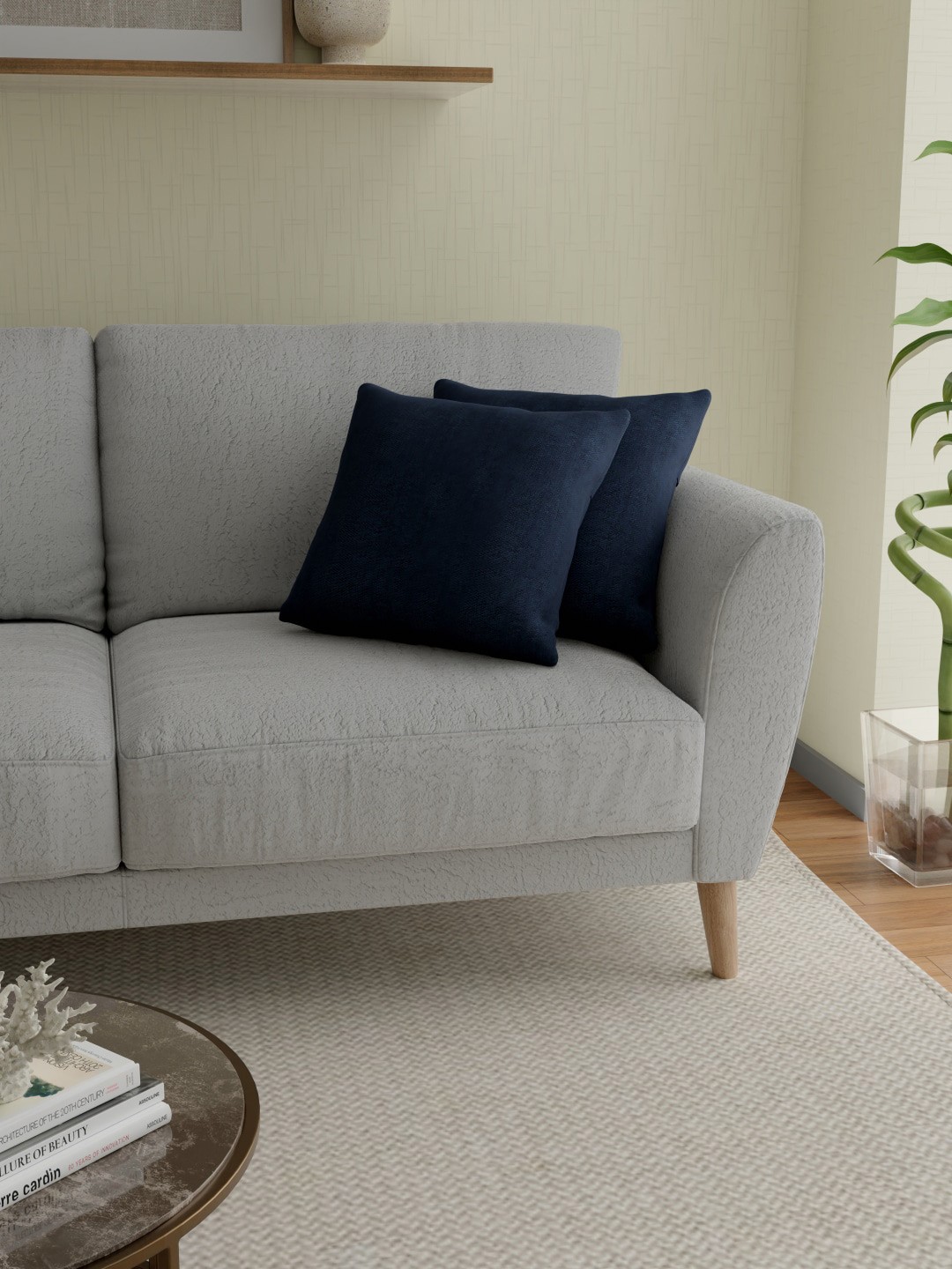 

ROSARA HOME Navy Blue Set of 2 Square Cushion Covers