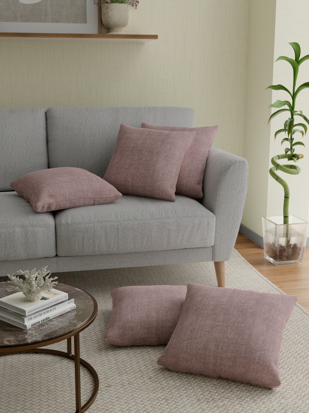 

ROSARA HOME Mauve Set of 5 Square Cushion Covers