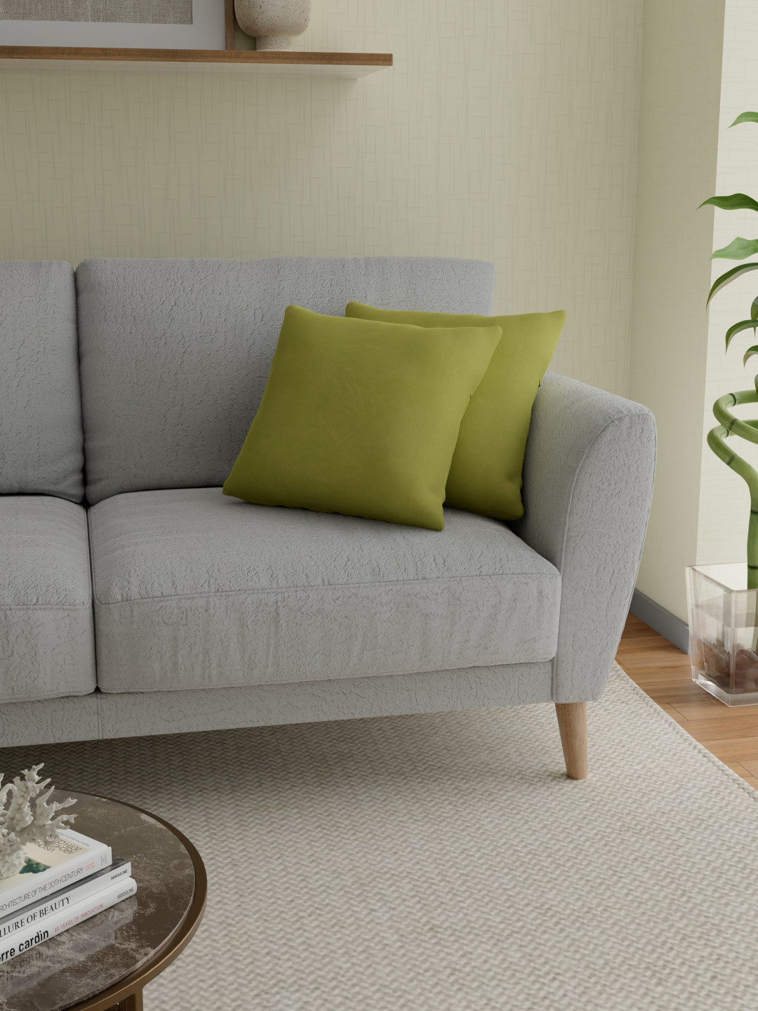 

ROSARA HOME Olive Green Set of 2 Square Cushion Covers