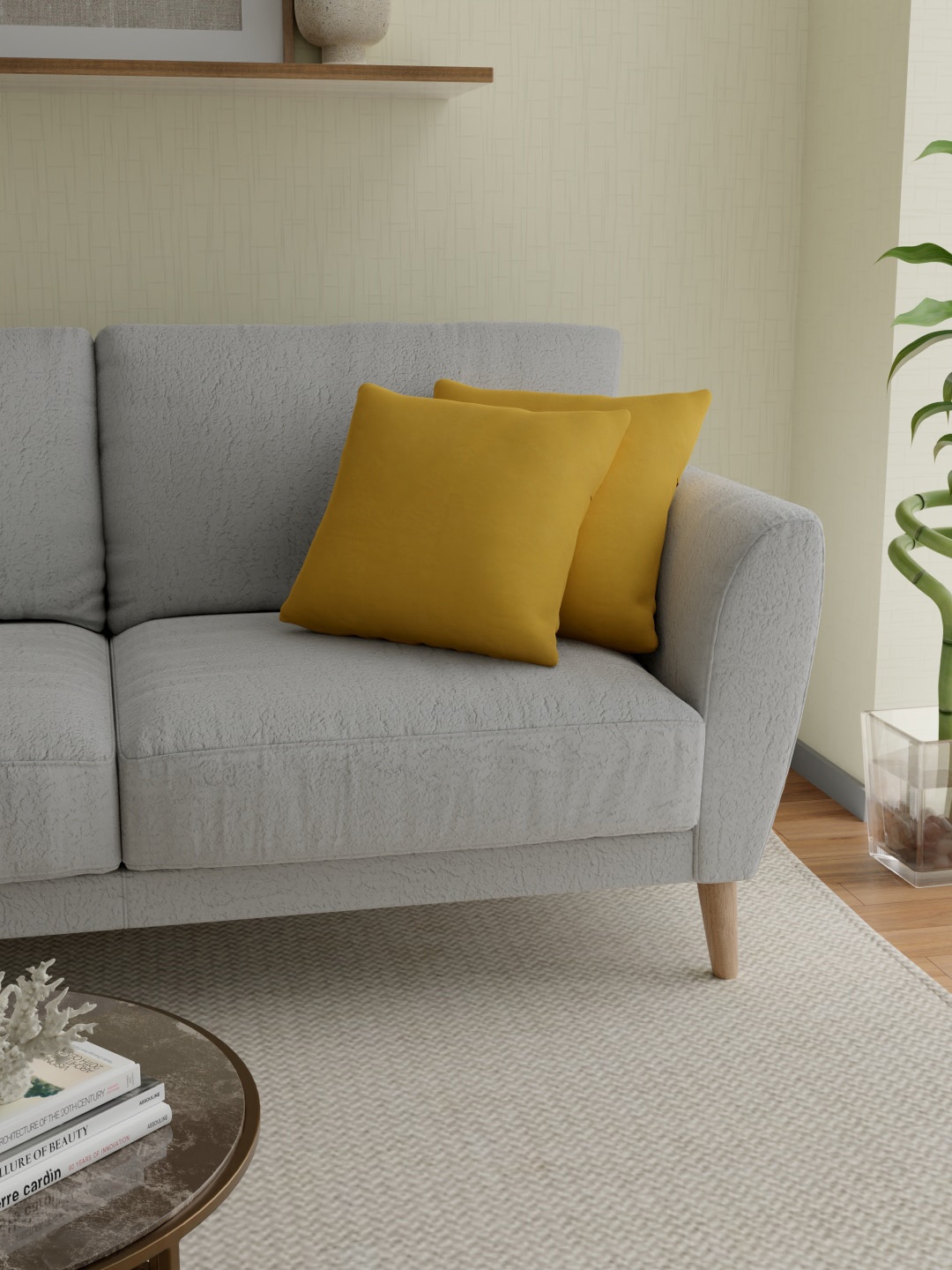 

ROSARA HOME Mustard Set of 2 Square Cushion Covers