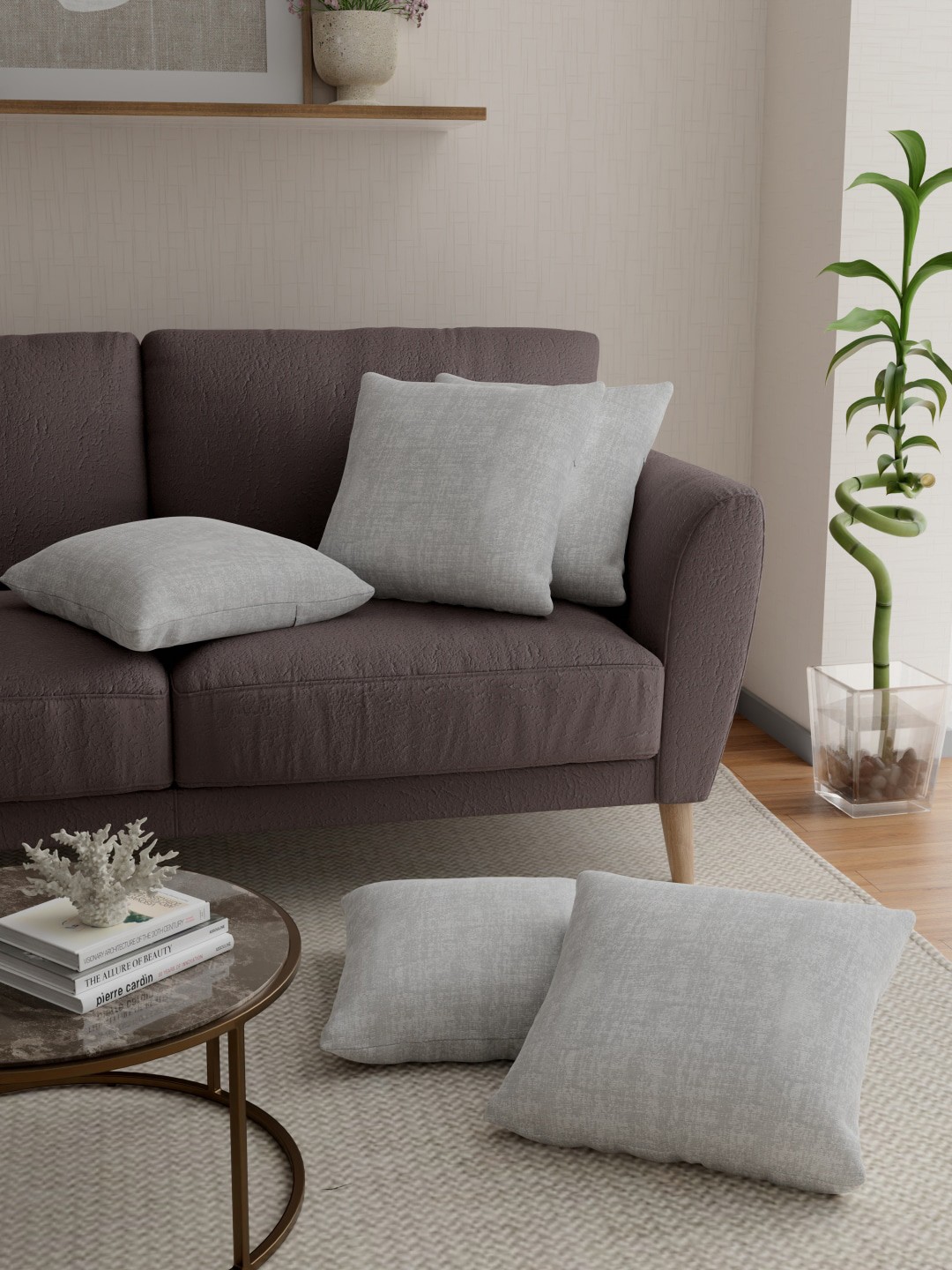 

ROSARA HOME Grey & White Set of 5 Square Cushion Covers