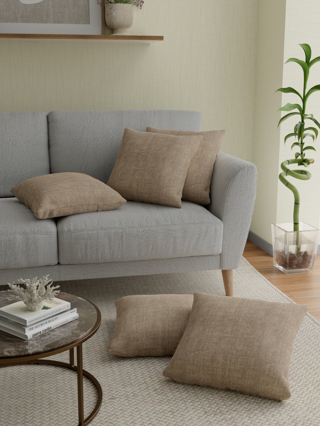 

ROSARA HOME Beige Set of 5 Square Cushion Covers