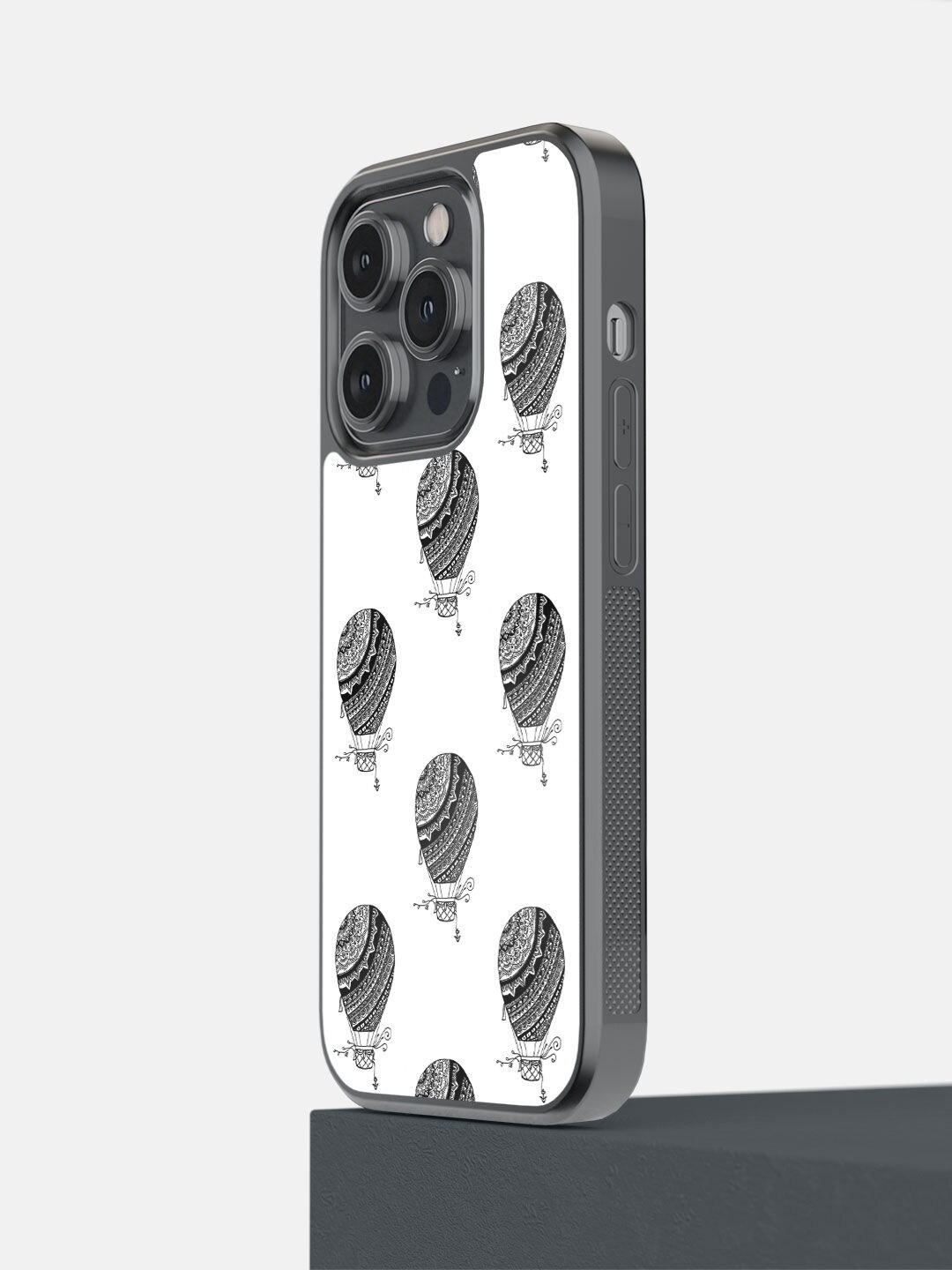 

macmerise Black & White Hot Air Balloon Printed iPhone 14 Pro Bumper Case