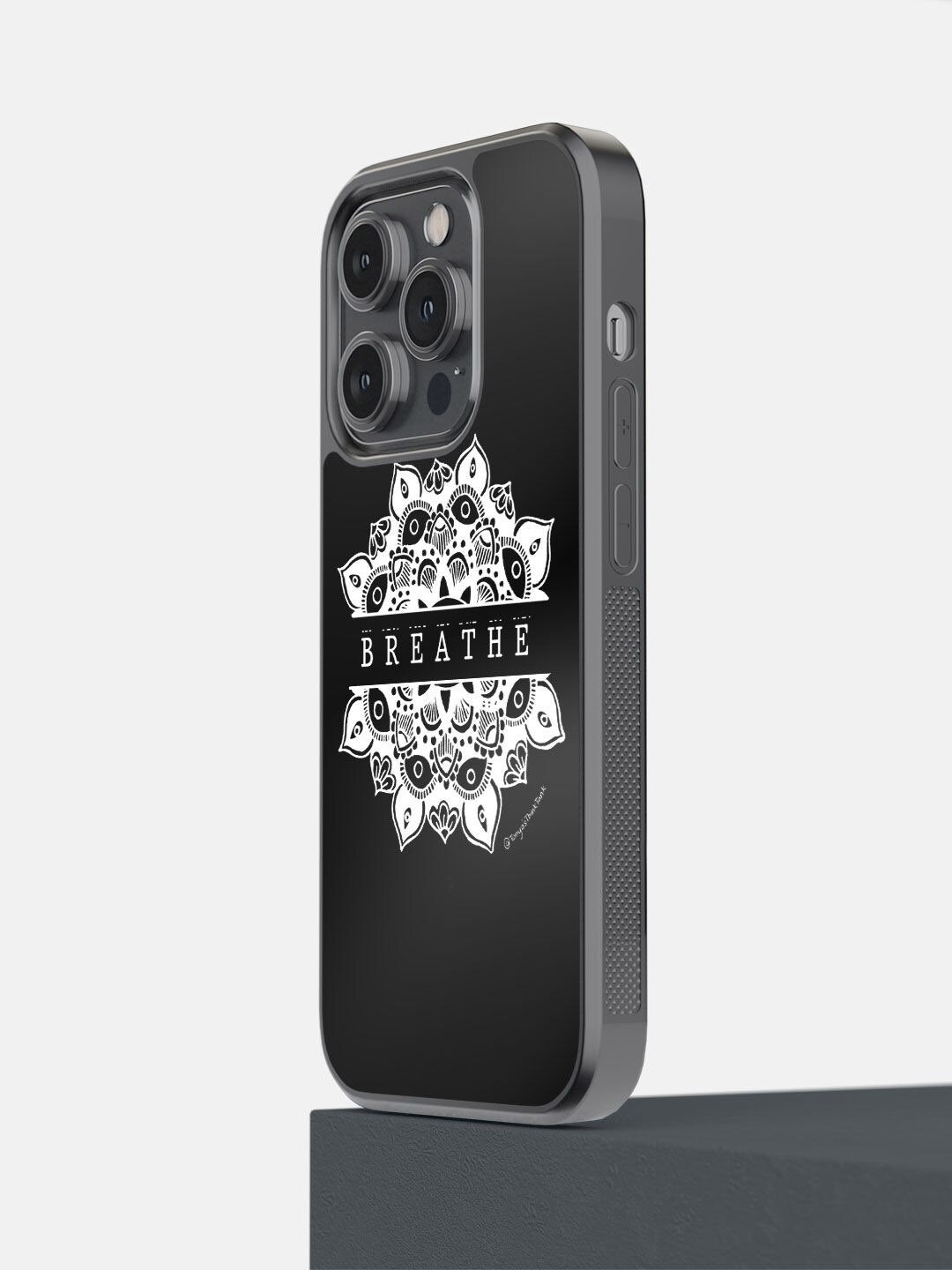 

macmerise Black & White Printed Breathe Glass iPhone 14 Pro Back Case
