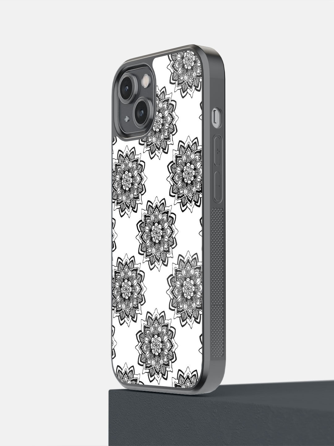 

macmerise White & Black Printed Mandala iPhone 14 Bumper Phone Back Case