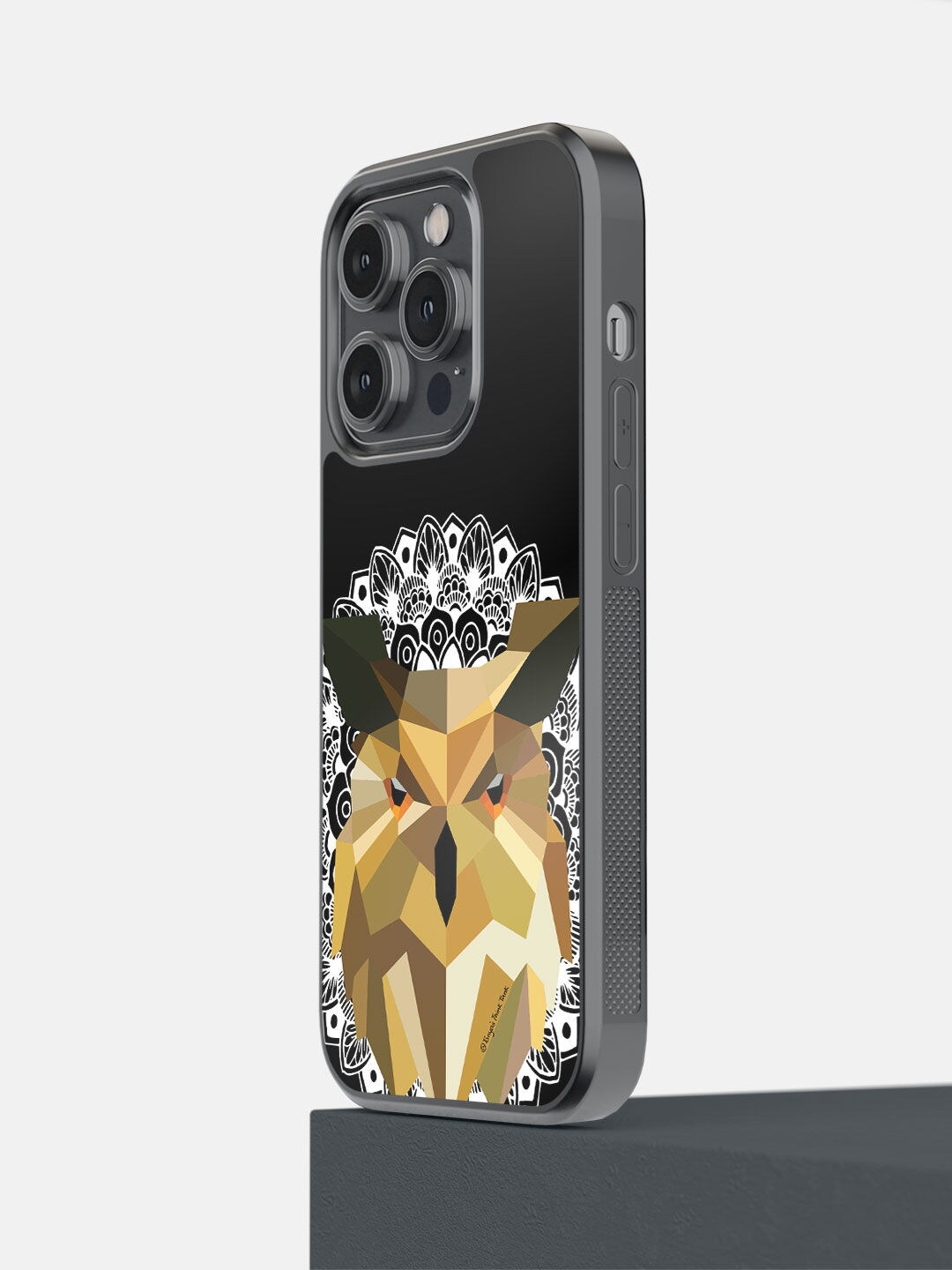 

macmerise Black & White Owl Poly Printed iPhone 14 Pro Bumper Case