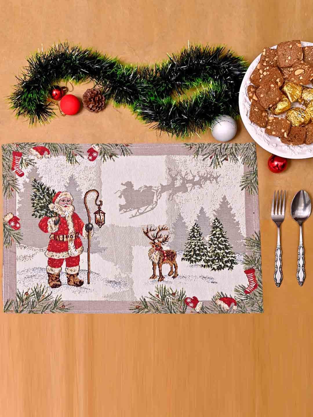 

AVI Living Set Of 6 Red & White Christmas Printed Table Placemats