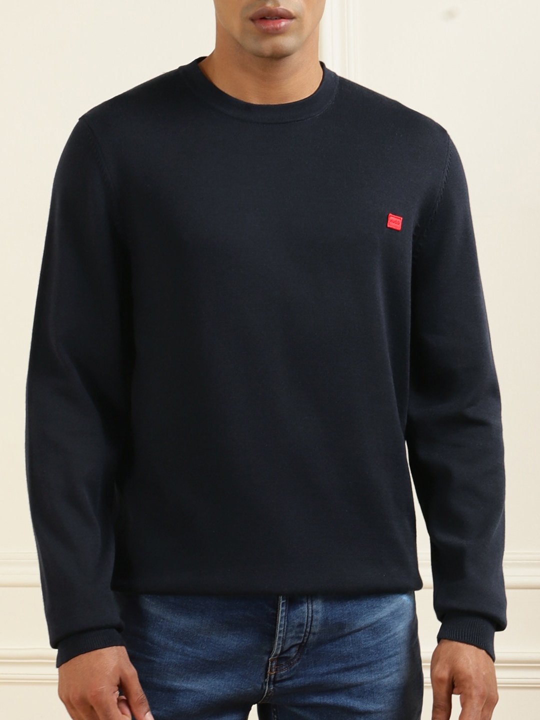 

HUGO Men Navy Blue Wool Pullover