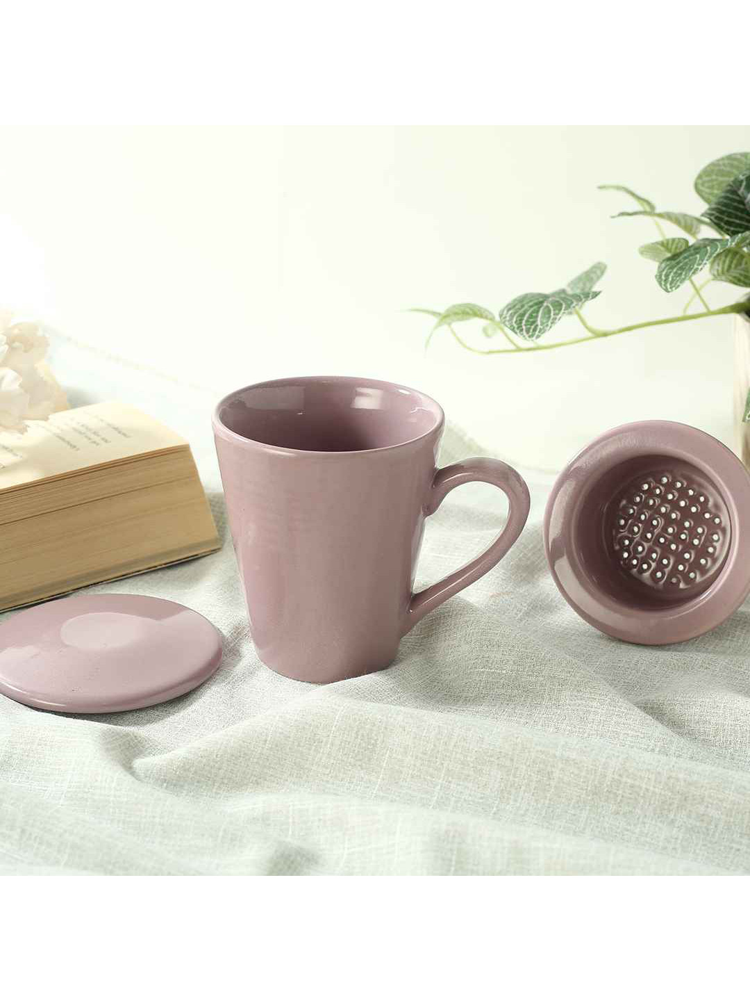 

Wonderchef Teramo Lavender Stoneware Glossy Tea Infuser Mug