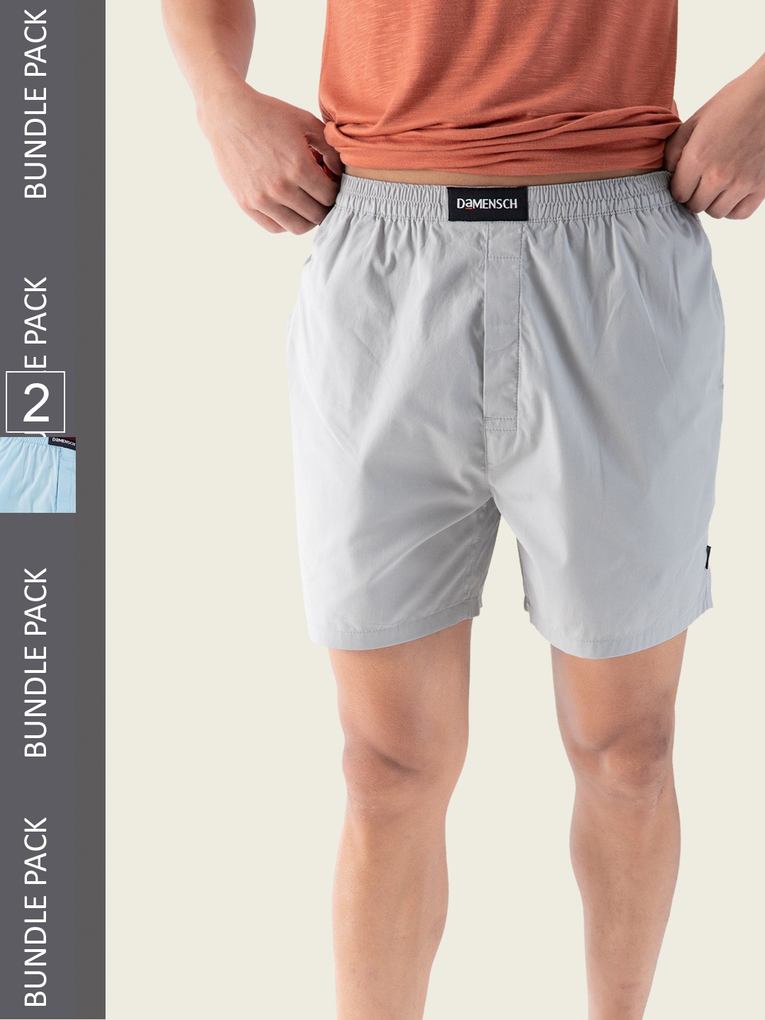 

DAMENSCH Breeze Men Pack Of 2 Pure Cotton Boxers DAM-SLD-LBX-CE-GYT-SIB, Grey