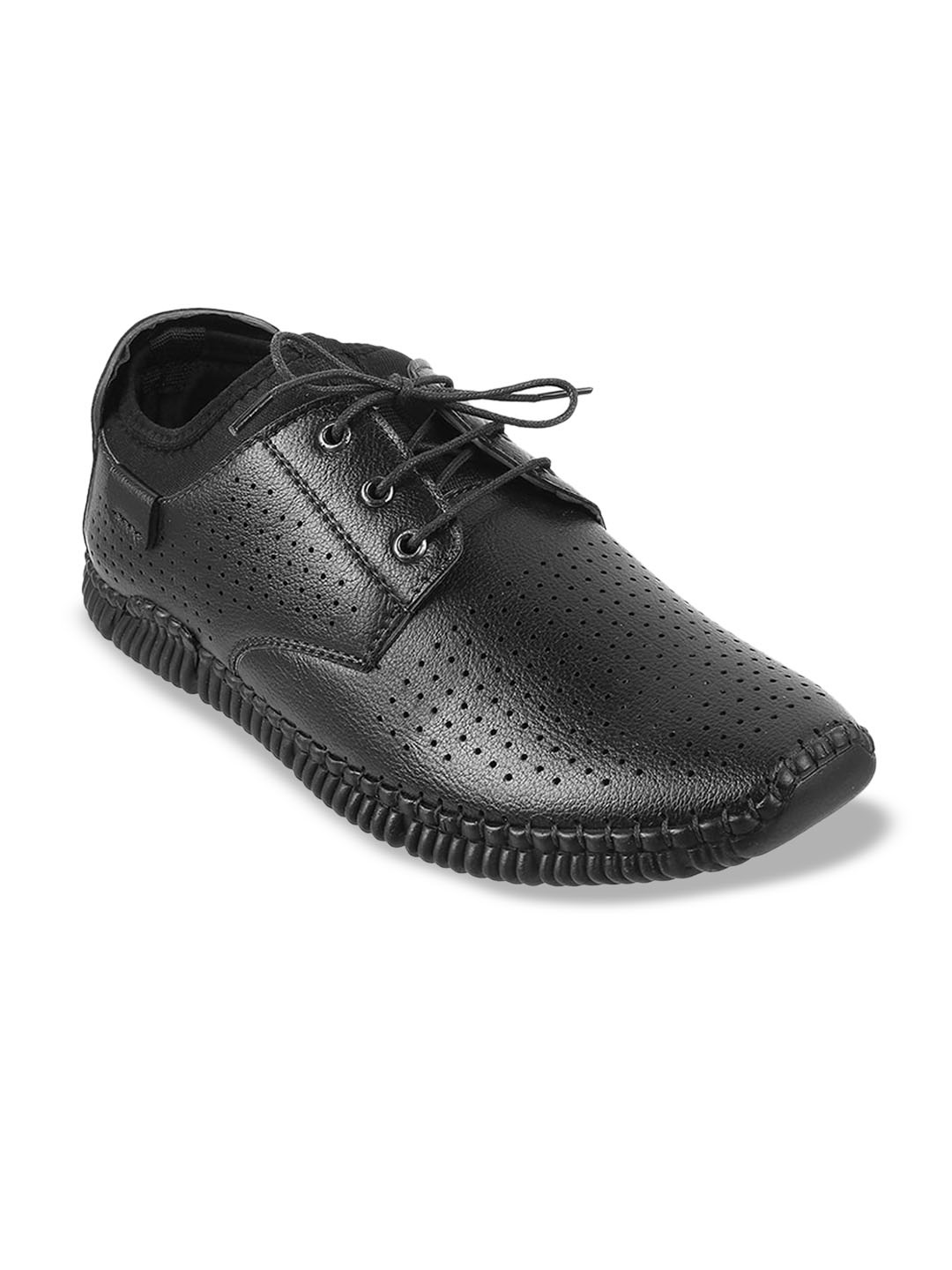 

WALKWAY by Metro Men Black Textured Formal Derbys