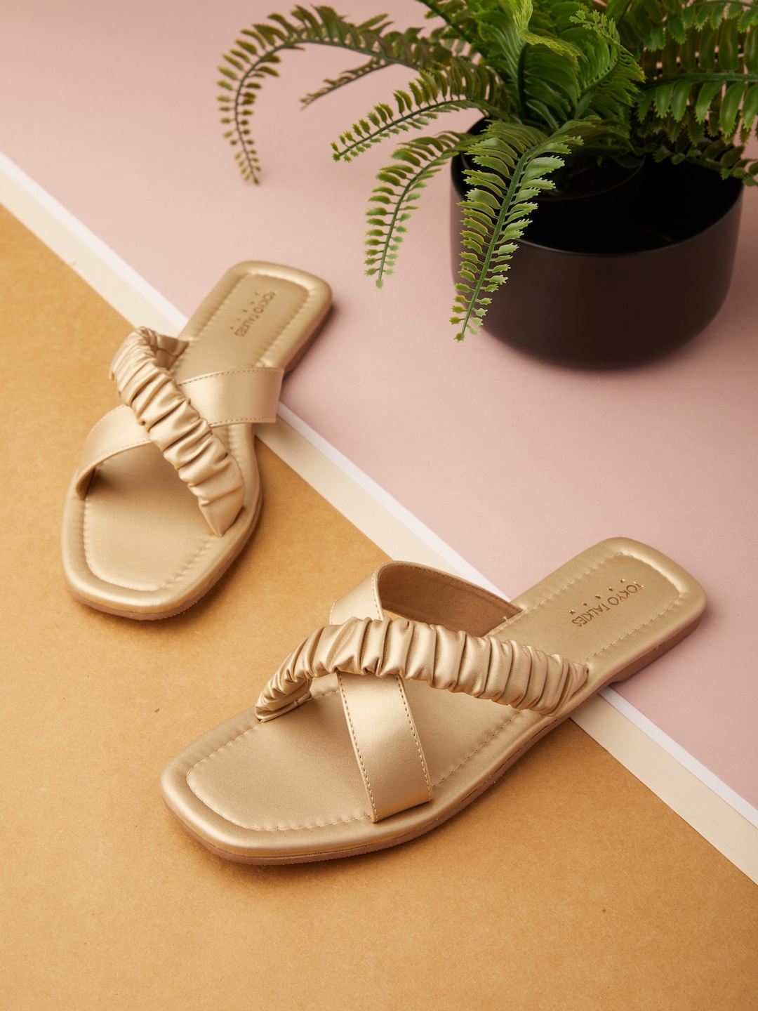 

Tokyo Talkies Women Rose Gold Open Toe Flats