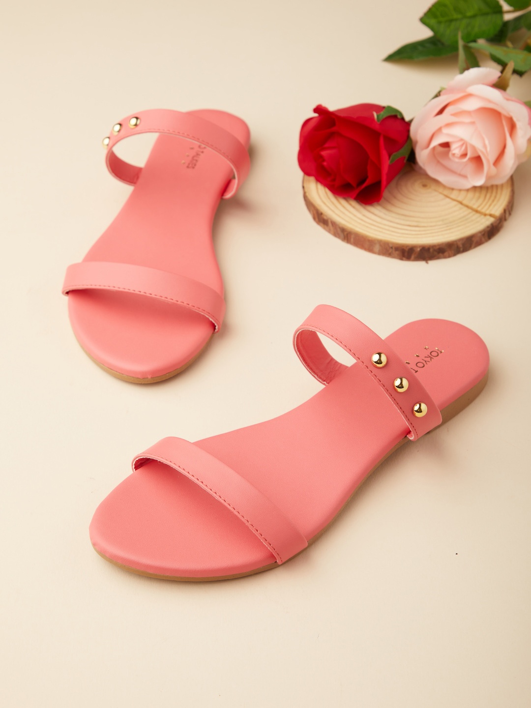 

Tokyo Talkies Women Coral Open Toe Flats