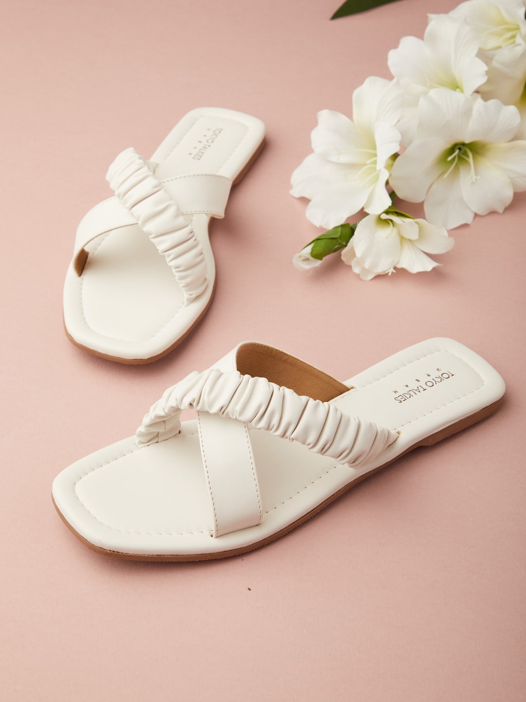 

Tokyo Talkies Women White Open Toe Flats
