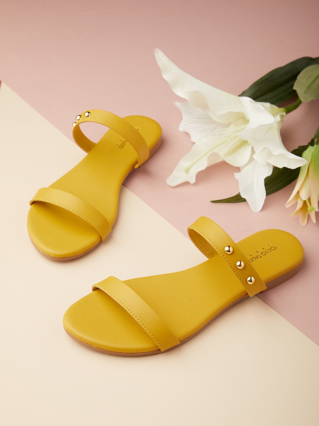 

Tokyo Talkies Women Mustard Open Toe Flats