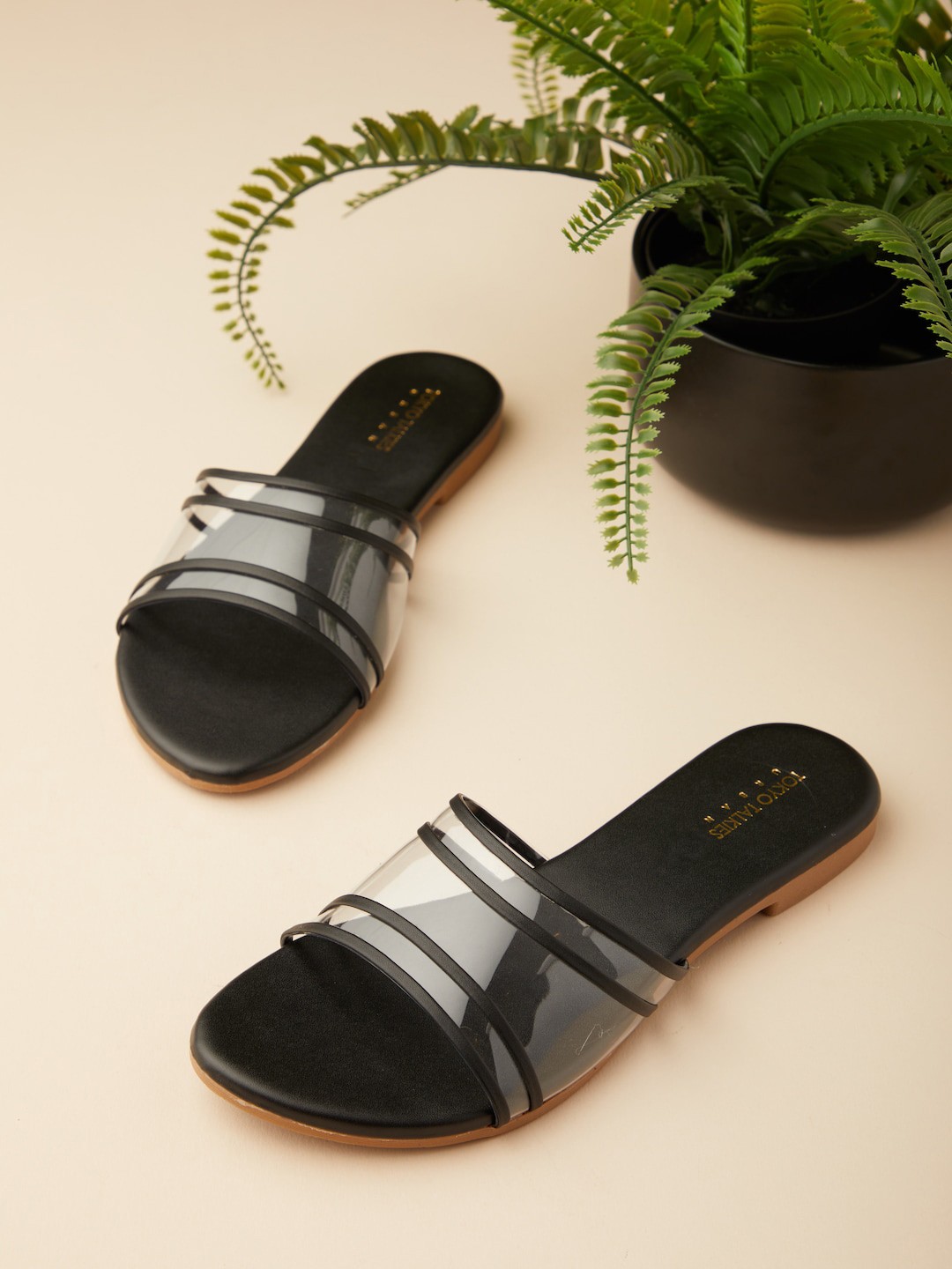 

Tokyo Talkies Women Black Open Toe Flats