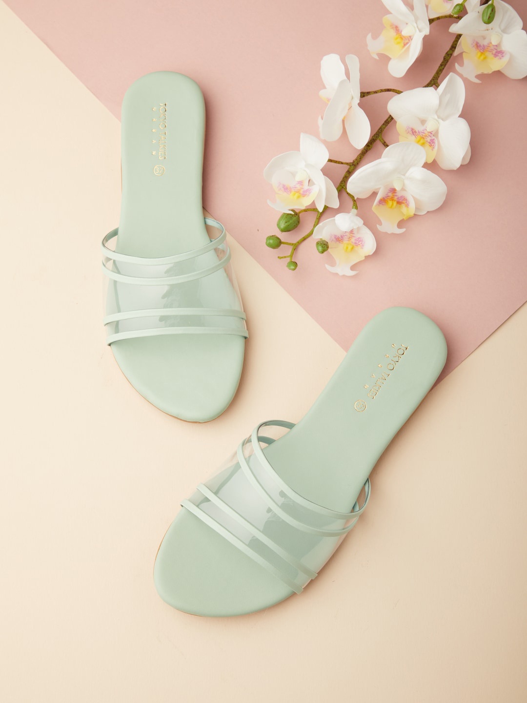 

Tokyo Talkies Women Teal Green Open Toe Flats