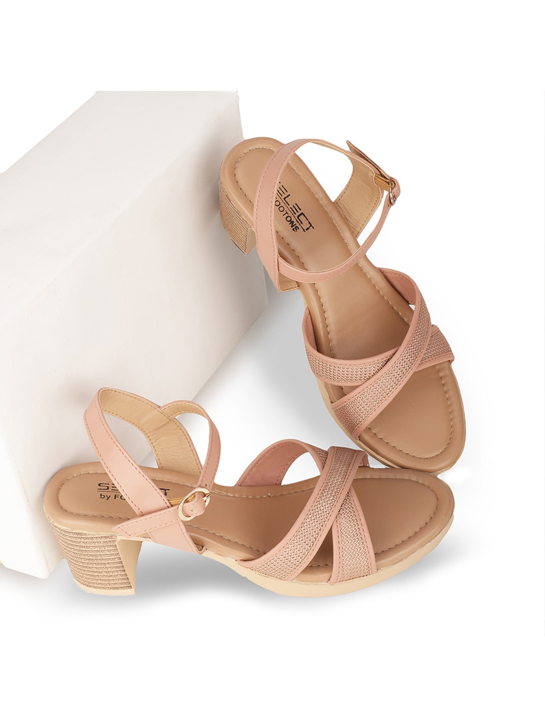 

FOOTONS Beige Block Heels