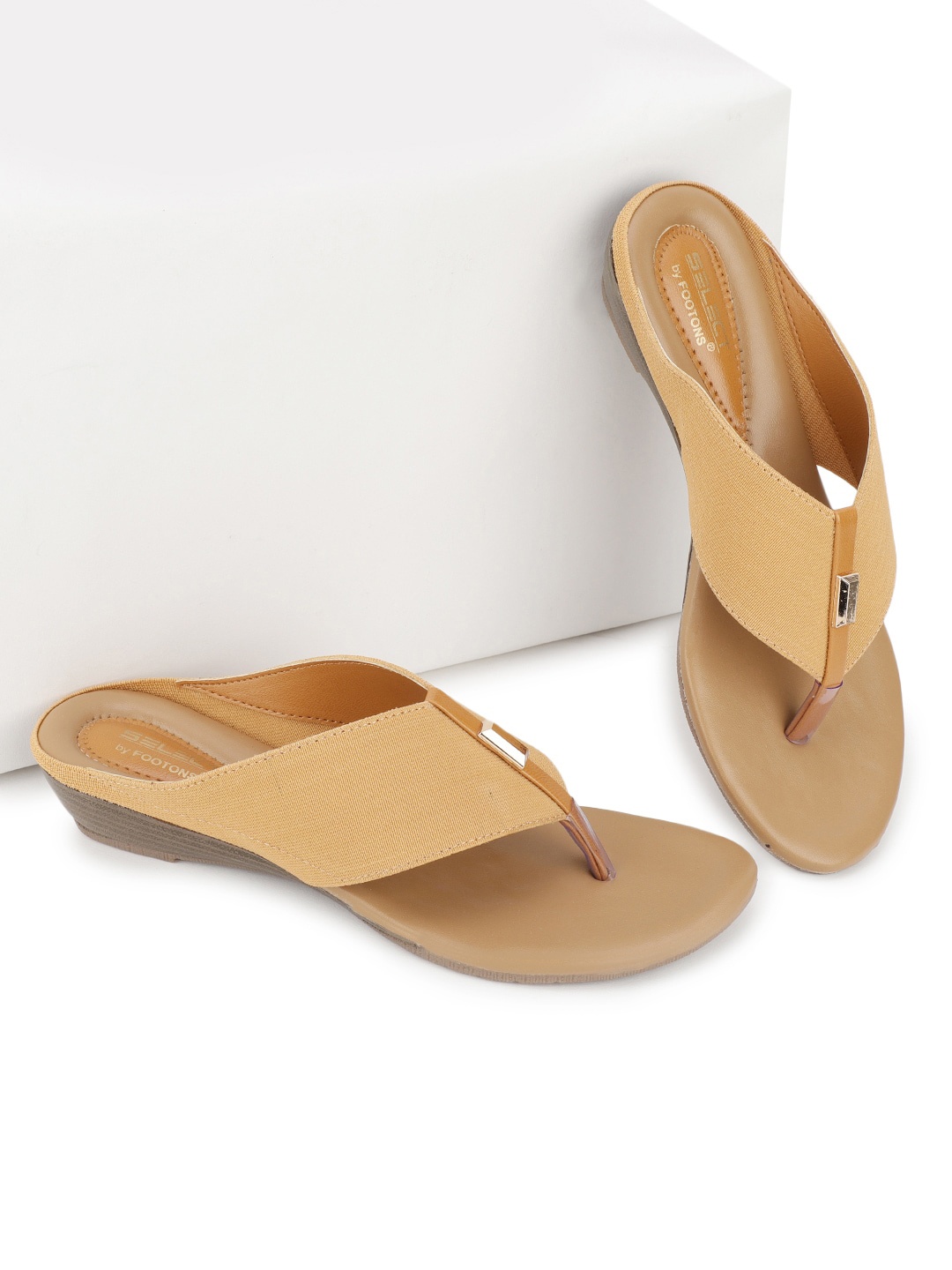 

FOOTONS Beige Leather Comfort Heels