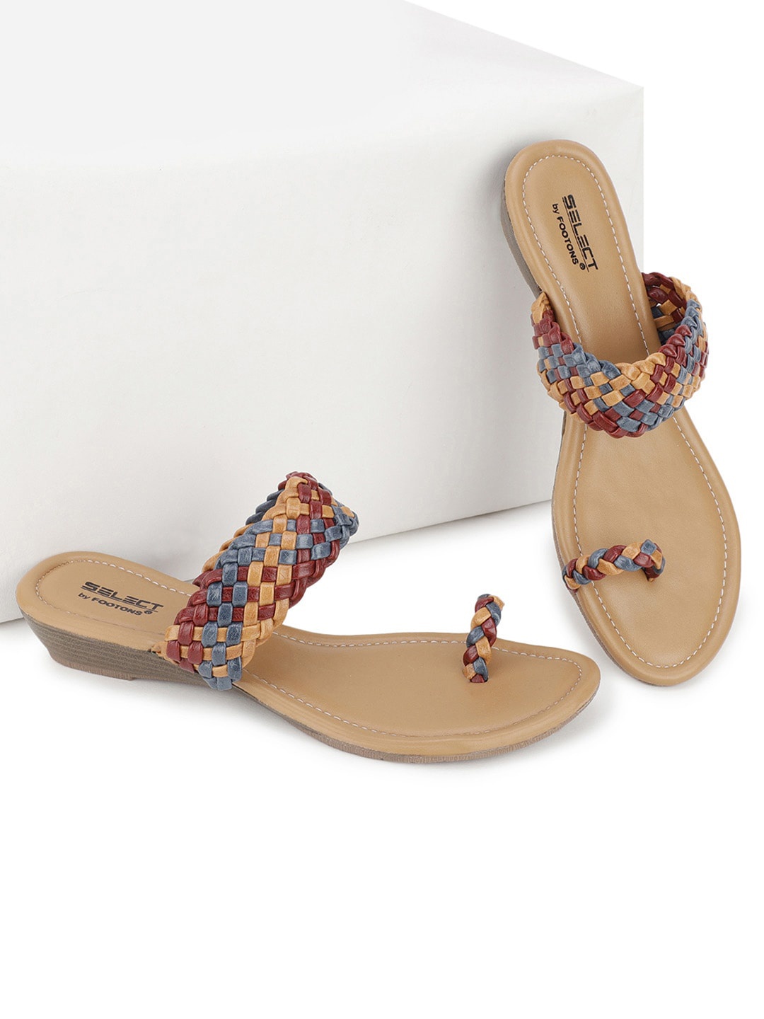 

FOOTONS Beige & Brown Comfort Heels