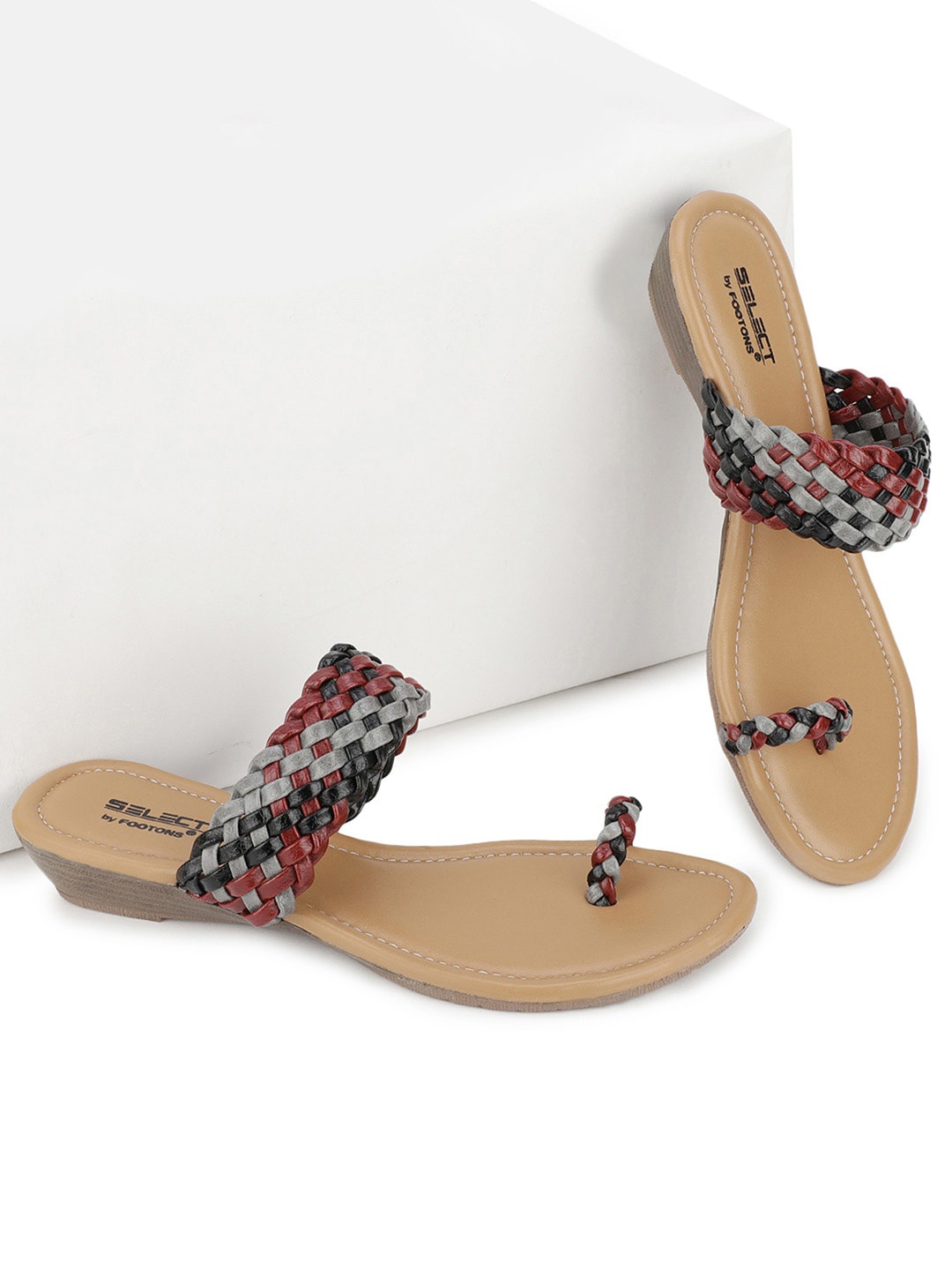 

FOOTONS Black & Tan Wedge Heels