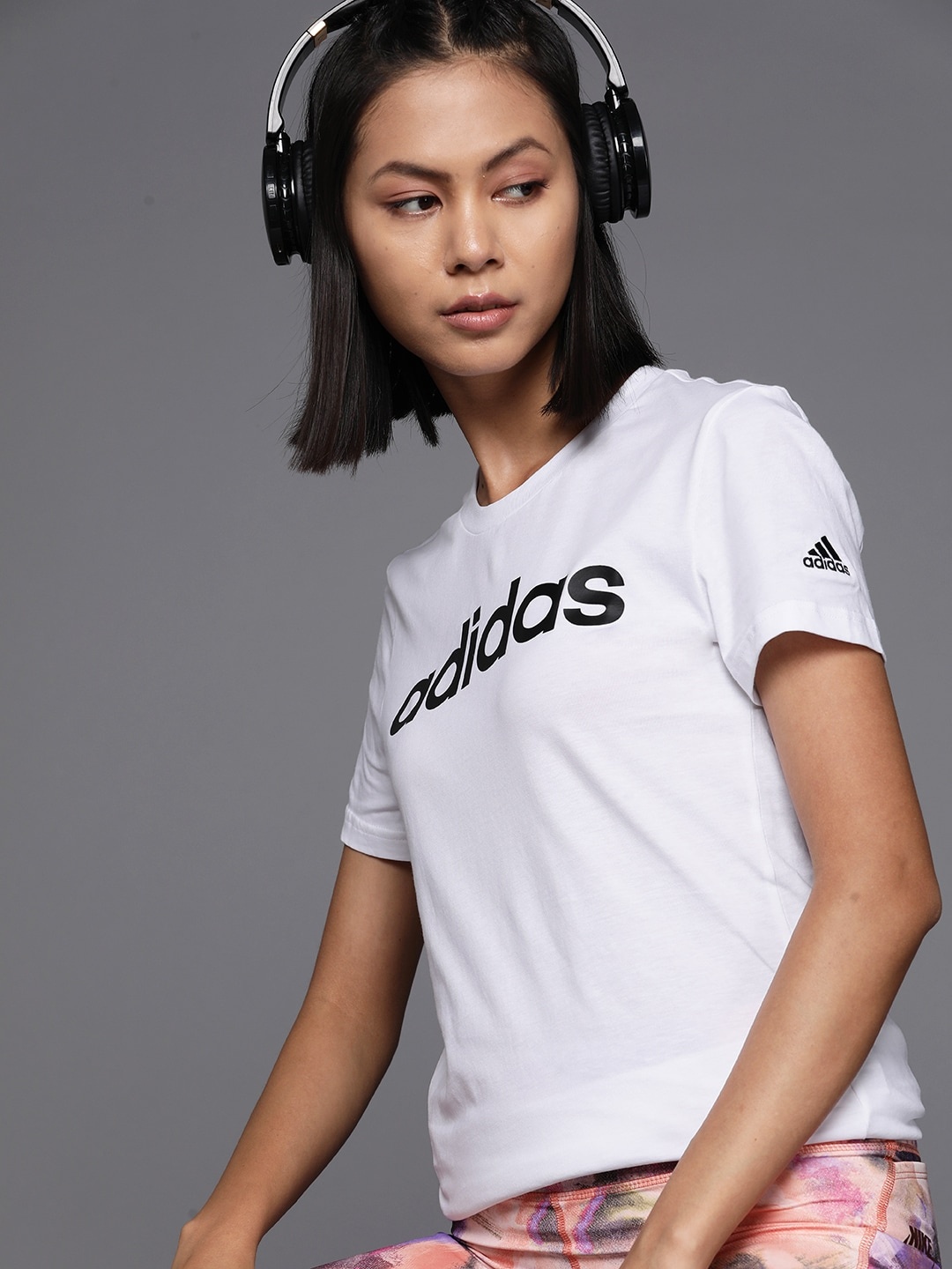 

ADIDAS Brand Logo Printed Pure Cotton Slim Fit T-shirt, White