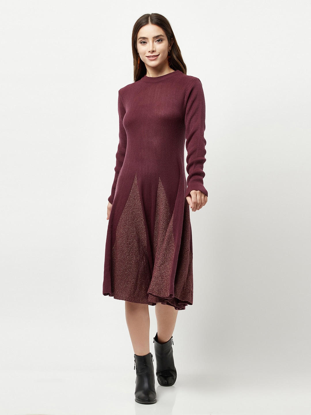 

Knitstudio A-Line Long Sleeves Dress, Purple