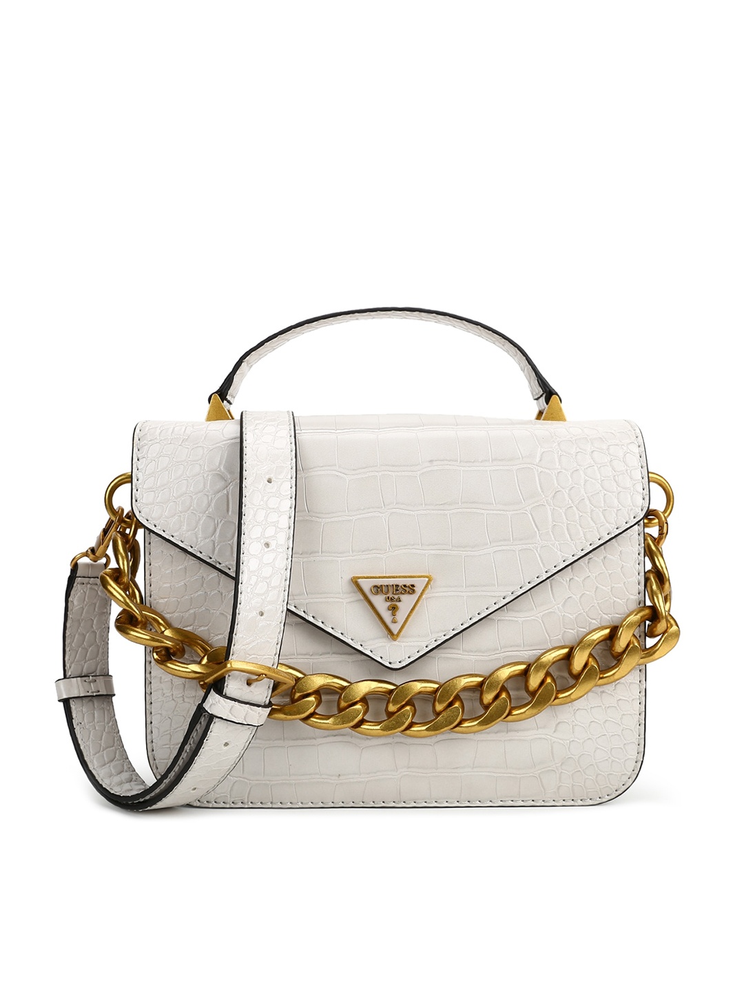 

GUESS Grey Textured PU Structured Satchel with Quilted