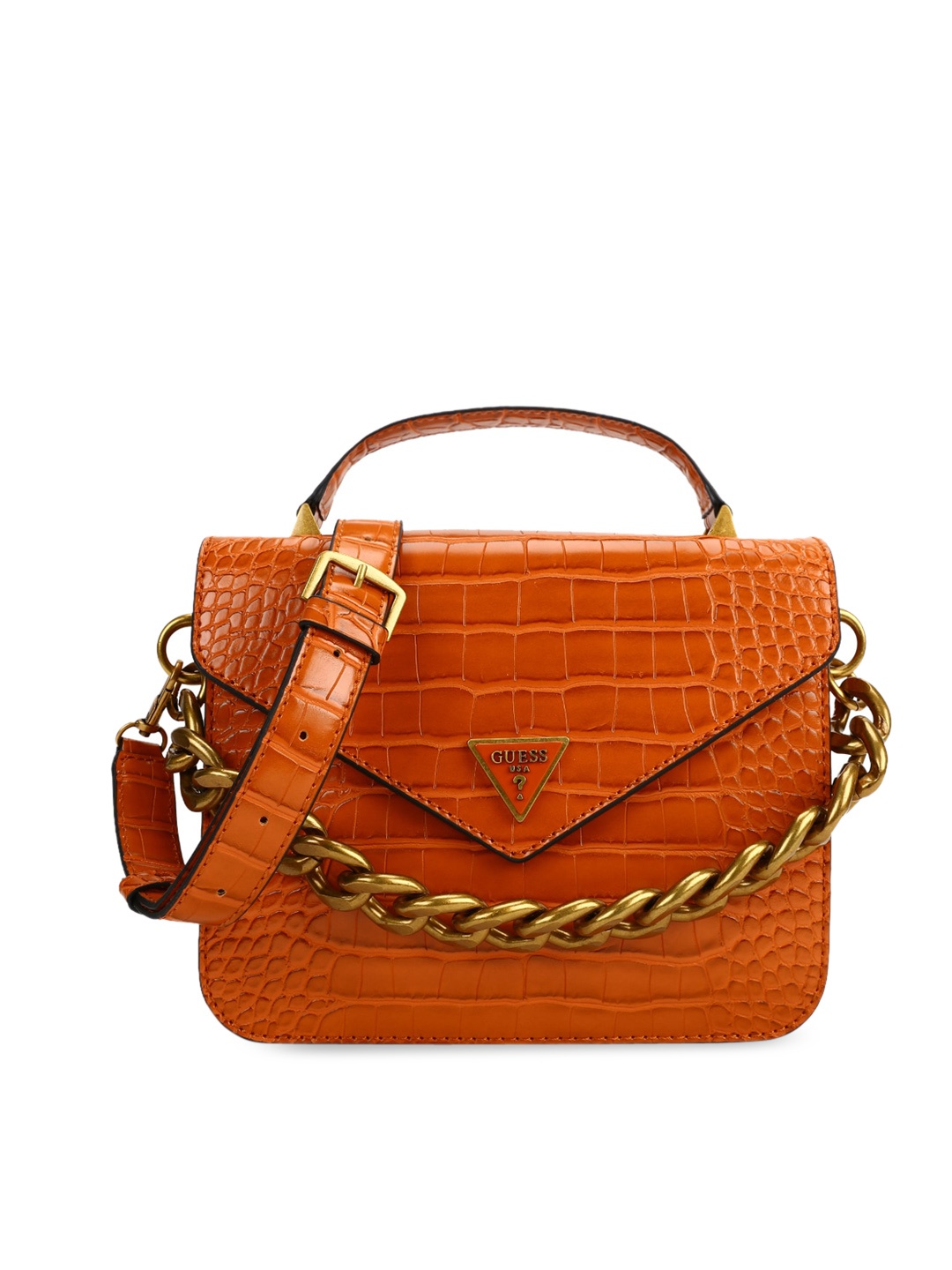 

GUESS Tan Textured Structured Handheld Bag