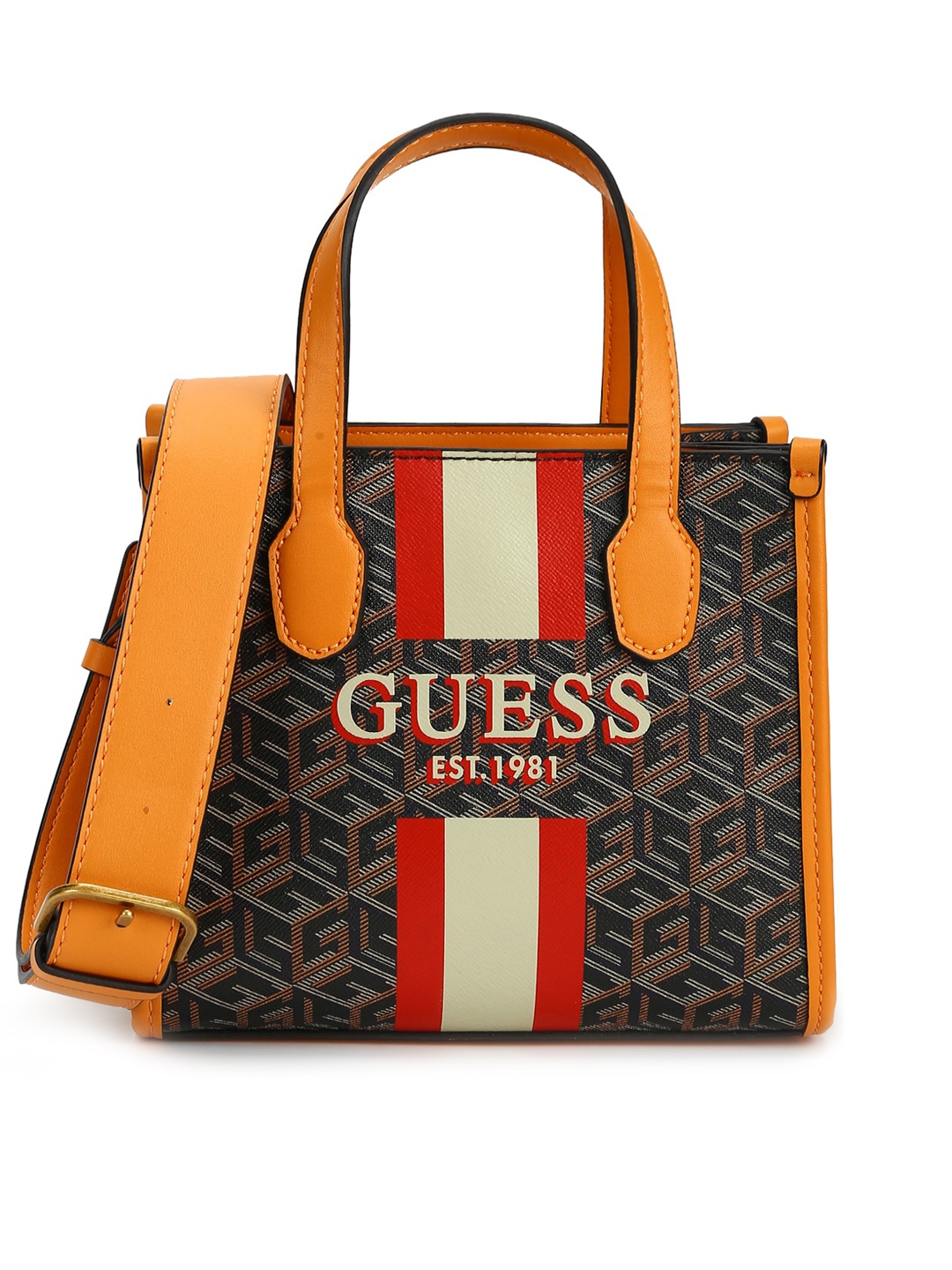 

GUESS Multicoloured Printed PU Structured Handheld Bag, Multi