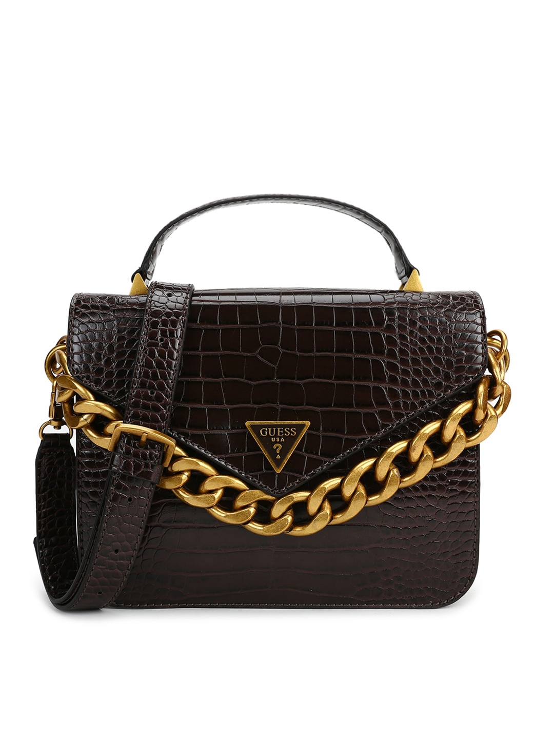

GUESS Brown Textured PU Structured Satchel