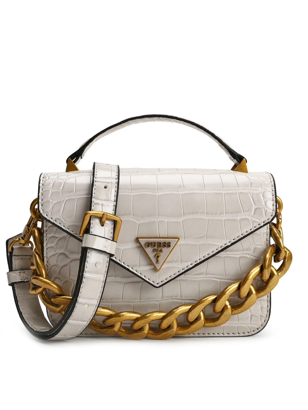 

GUESS Grey Textured PU Structured Sling Bag