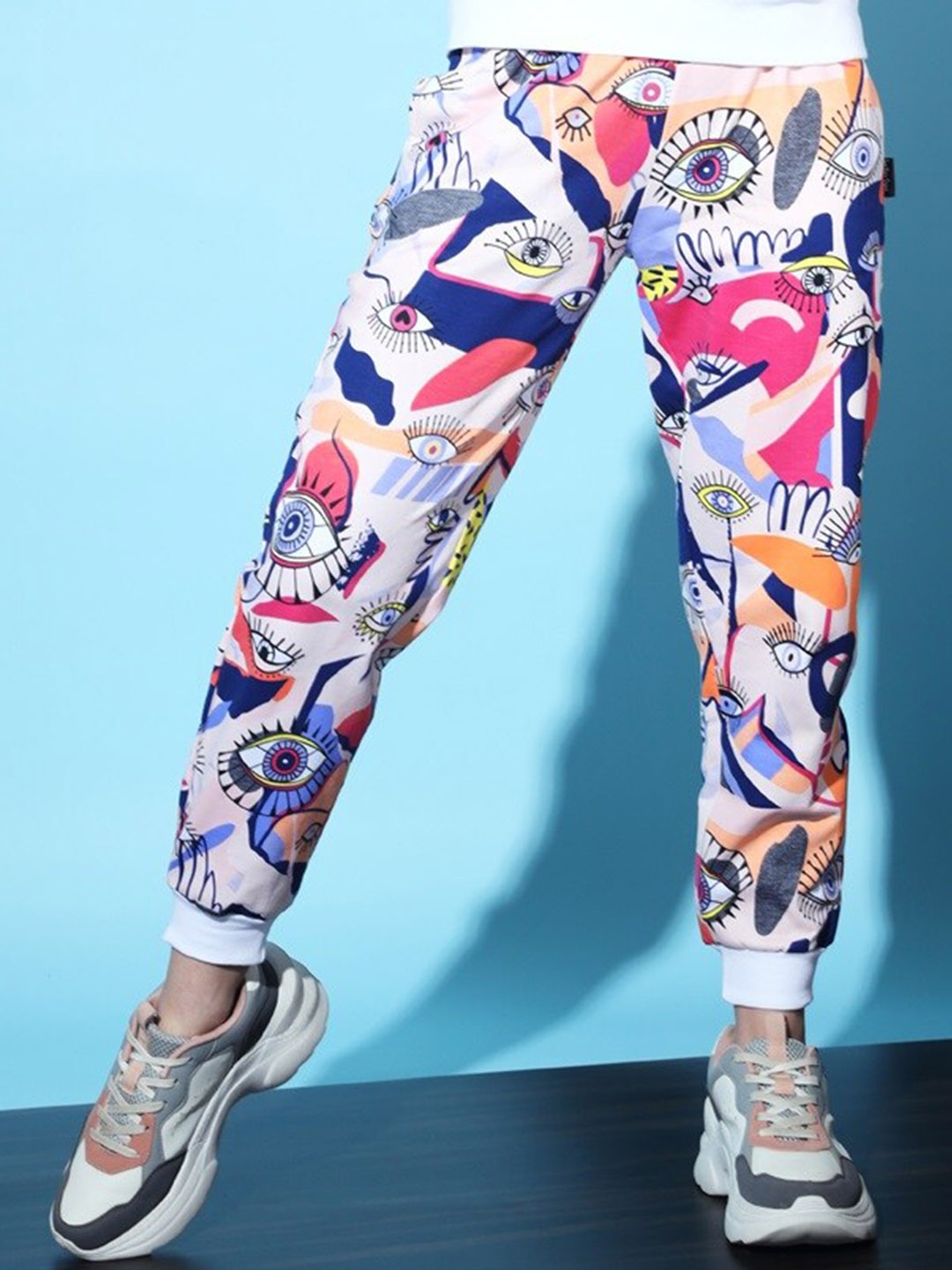 

The Dry State Women Blue & Pink Printed Joggers, White