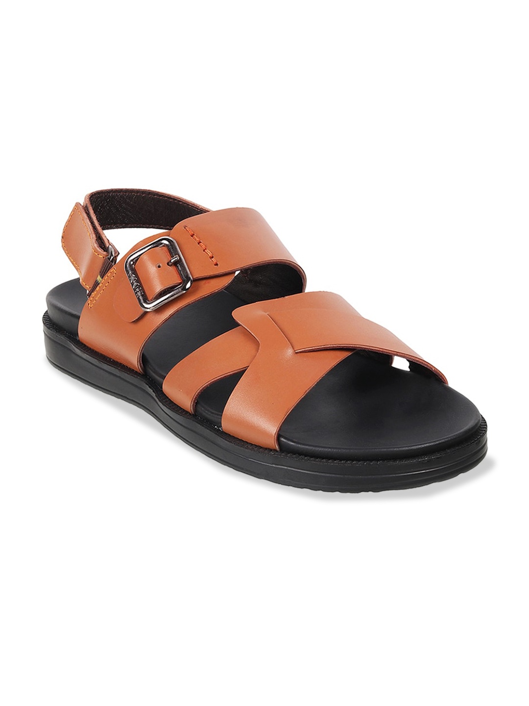 

Mochi Men Tan & Black Leather Comfort Sandals