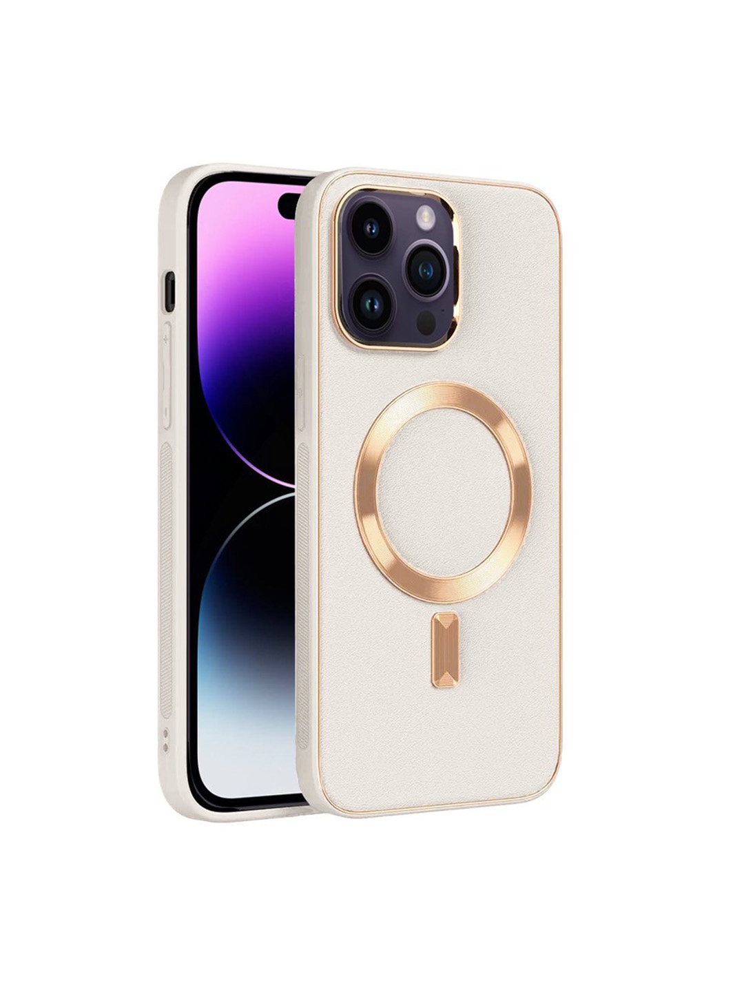 

Karwan Golden iPhone 14 Pro Max Leather Back Case, Gold