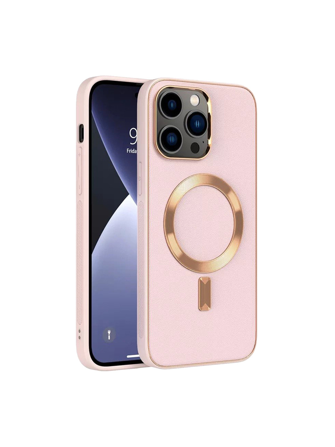 

Karwan Pink & Gold-Toned Leather iPhone 11 Pro Max Phone Back Case