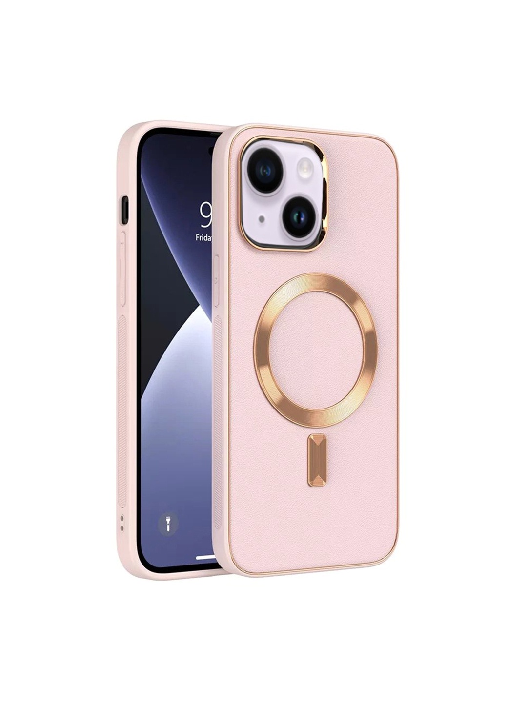 

Karwan Pink iPhone 14 Leather Phone Back Cover