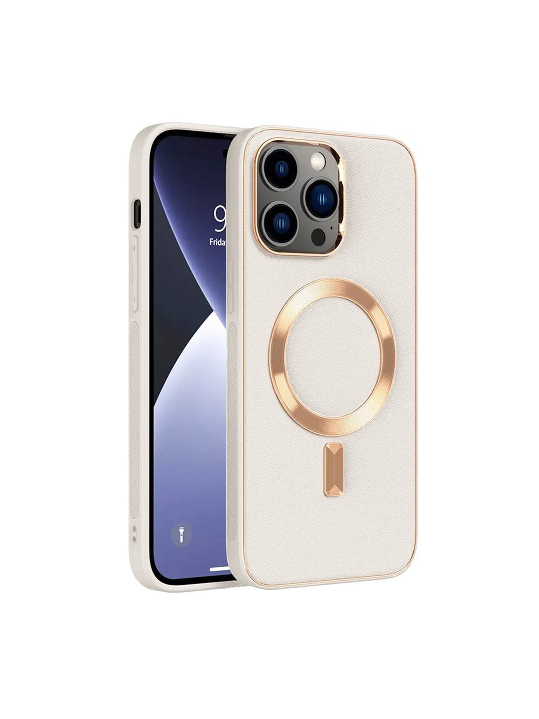 

Karwan White & Gold Leather iPhone 12 Pro Max Back Case