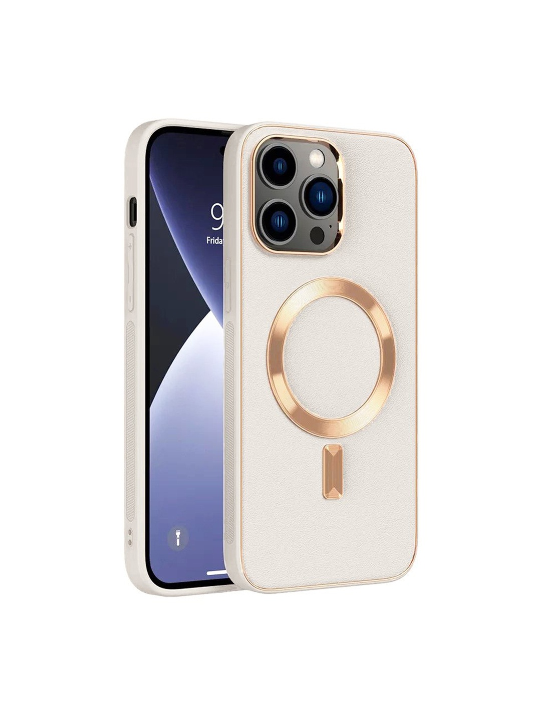 

Karwan White & Gold-Color Apple iPhone 11 Pro Leather Back Case Cover