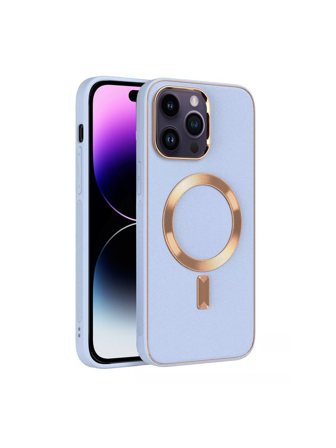 

Karwan Blue iPhone 14 Pro Leather Phone Back Cover